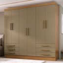 Ver imagem 2 de Guarda-roupa Solteiro Lancaster 6 Portas 6 Gavetas 100% Mdf Cinamomo/cappuccino - Panorama Móveis