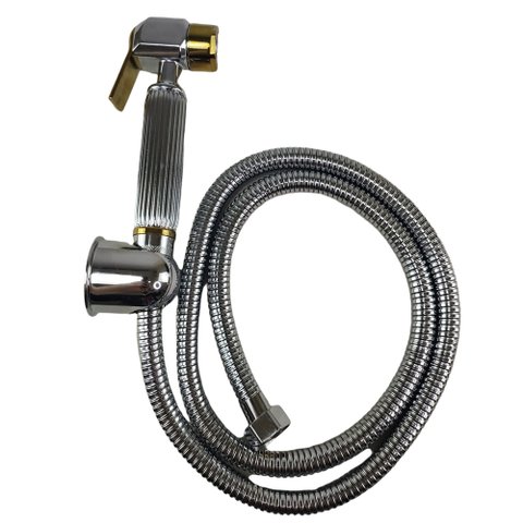 Ducha Higienica Luxo Intimo Chuveirinho de Mao Bide Suporte Metal Cromo Banheiro Banho