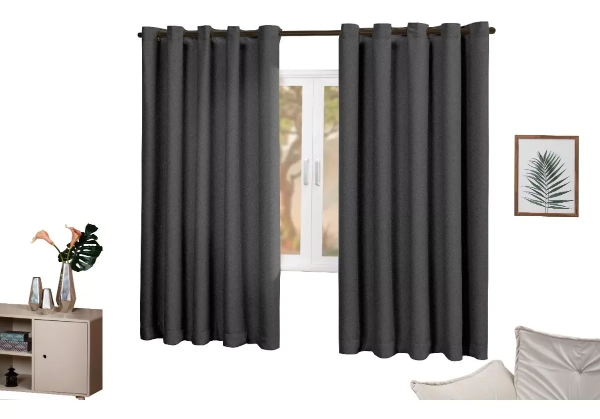 Cortina Blackout Preto com Ilhós 2,80m X 2,50cm Decoração - 3