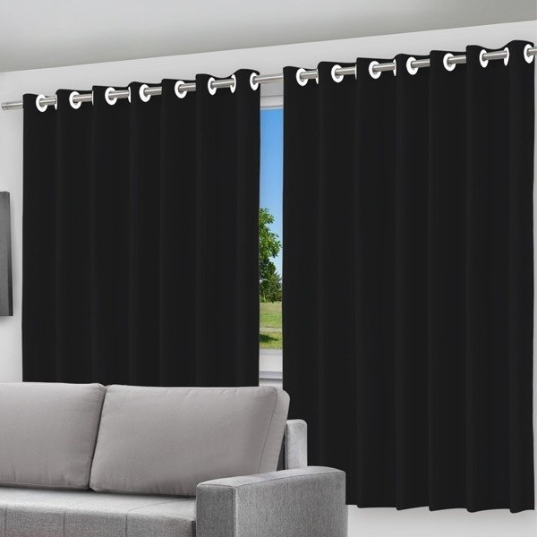 Cortina Blackout Preto com Ilhós 2,80m X 2,50cm Decoração