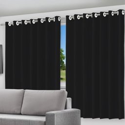 Cortina Blackout Preto com Ilhós 2,80m X 2,50cm Decoração - 1