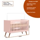 Ver imagem 3 de Berço para Bebê Dois em Um Ravi 74cm Rosê Semi Brilho- Sallar Home