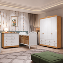 Ver imagem 1 de Quarto de Bebê Berço Guarda Roupa e Cômoda Maya Clássico Espresso Móveis Branco/Amêndoa/Brilho