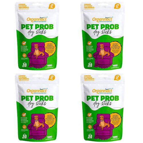 Kit 4 Unidades Pet Prob para Cães Dog Sticks Organnact 160g