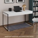 Ver imagem 1 de Escrivaninha Industrial Madeira Padrão Office Branca Malta 137x53cm com Base em Ferro Preto