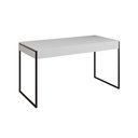 Ver imagem 2 de Escrivaninha Industrial Madeira Padrão Office Branca Malta 137x53cm com Base em Ferro Preto