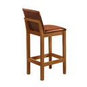 Ver imagem 3 de Kit 6 Banquetas Alta Pérola com Encosto Estofada em Couro Pu Caramelo Madeira Maciça Castanho