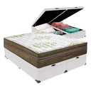 Ver imagem 1 de Cama Box Baú Bipartido King Branco e Colchão Gold Ultragel Molas Ensacadas Ortobom