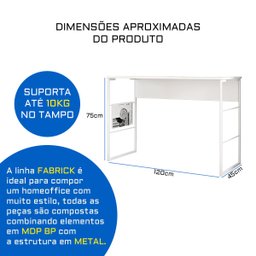 Mesa industrial para Computador notebook escritório Caemmun Tamanho 120x45x75:Branco - 5