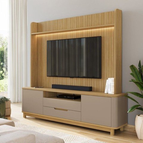 Estante p/ TV Home Theater até 70 pol 215CMX195CM Pés em Madeira Maciça Frisado Cannes Hannover/Fend