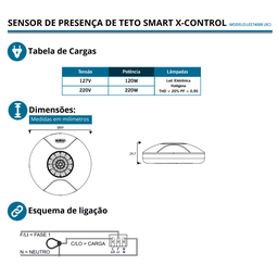 Sensor de Presença de Teto 360 Xcontrol Bivolt Lest4000 (xc) - 4