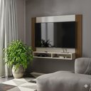 Ver imagem 1 de Painel Tv 43 Polegadas Suspenso com Nichos Bonsai - Off White e Ripado Off White e Ripado