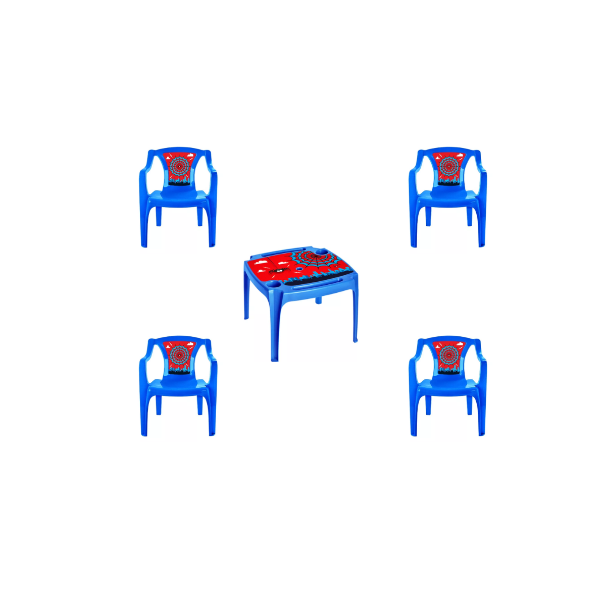 Kit Mesa Infantil + 4 Poltronas Plásticas Arqplast Homem Aranha