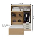 Ver imagem 5 de Guarda-roupa Solteiro Lisboa 4 Portas 3 Gavetas Castanho/off White - Mx Móveis