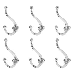 Kit 6 Ganchos Duplos de Parede Cabide Vertical Para Roupas - Wp Connect Gancho Duplo Vertical Cromad