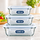 Ver imagem 2 de Conjunto 3 Potes Hermético Vidro – 410ml + 700ml + 1040ml
