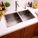 Ver imagem 4 de Cuba Dupla Cozinha Aco 304 78x43x22 Cm C/ Valvula Quadrato Chrome - Levo Levo Inox