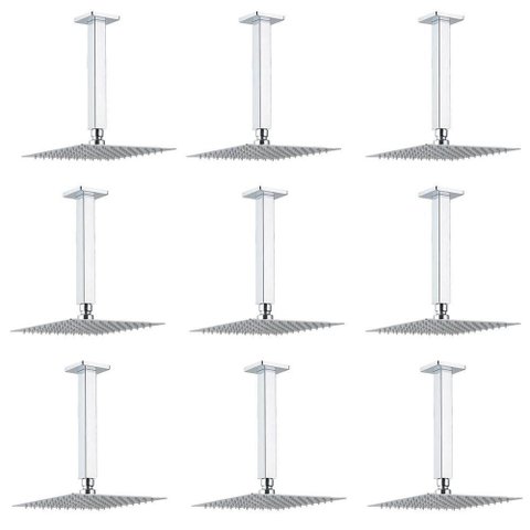 Chuveiro Ducha Teto Kit 9 Uni Inox 20x20 Slim Quadrado Banheiro Piscina Box Area Externa