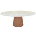 Ver imagem 1 de Mesa de Jantar Cone Oval 160x90 cm Tampo Marmorizado Calacata Bronze - Base Freijó