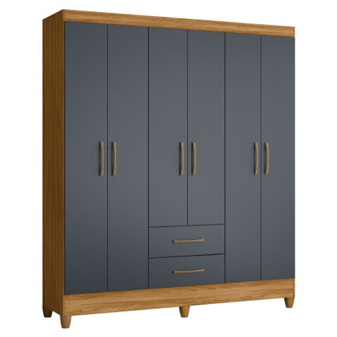 Guarda Roupa Casal 6 Portas 2 Gavetas 153cm Paraná M07 Freijó/cinza - Mpozenato