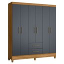 Ver imagem 1 de Guarda Roupa Casal 6 Portas 2 Gavetas 153cm Paraná M07 Freijó/cinza - Mpozenato