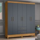 Ver imagem 2 de Guarda Roupa Casal 6 Portas 2 Gavetas 153cm Paraná M07 Freijó/cinza - Mpozenato