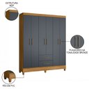 Ver imagem 3 de Guarda Roupa Casal 6 Portas 2 Gavetas 153cm Paraná M07 Freijó/cinza - Mpozenato