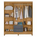 Ver imagem 6 de Guarda Roupa Casal 6 Portas 2 Gavetas 153cm Paraná M07 Freijó/cinza - Mpozenato