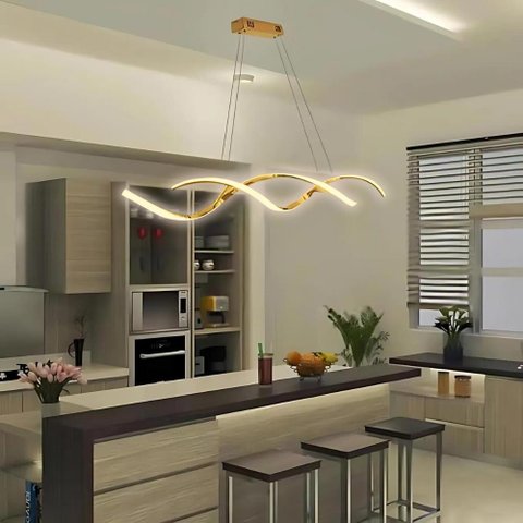 Lustre Pendente de Teto Led Moderno para Sala Espiral 3 Cores em 1 Bivolt