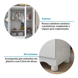 Quarto de Bebê Completo com Guarda Roupa 3 Portas Cômoda e Berço 100% MDF Mimo Espresso Móveis - 10