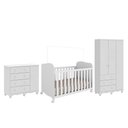 Ver imagem 2 de Quarto de Bebê Guarda-Roupa 3 Portas Cômoda e Berço MDF Mimo Espresso Móveis Branco Brilho