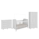 Ver imagem 2 de Quarto de Bebê Completo Berço Guarda Roupa 3 Portas e Cômoda 100% MDF Mimo Espresso Móveis Branco