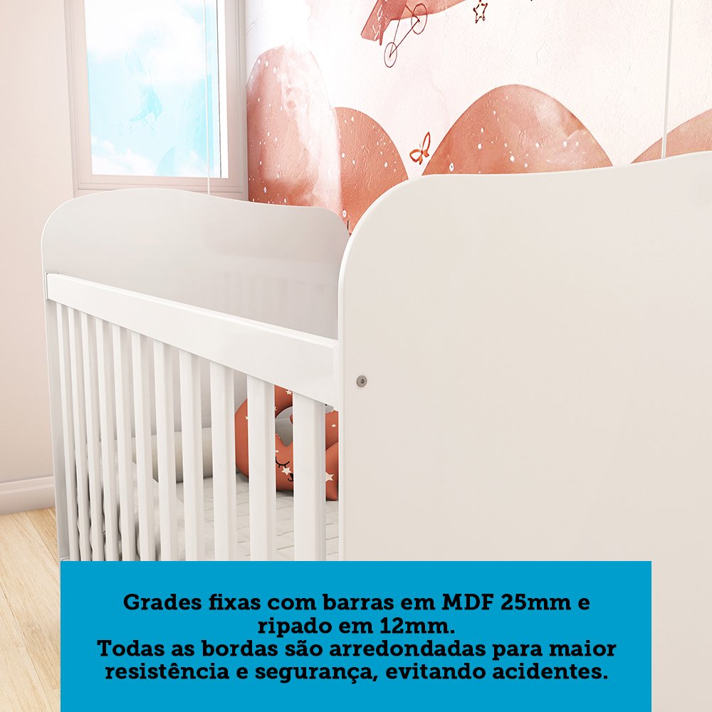 Quarto de Bebê Completo com Guarda Roupa 3 Portas Cômoda e Berço 100% MDF Mimo Espresso Móveis - 10