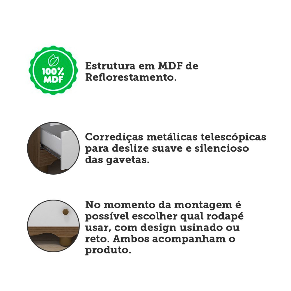 Quarto de Bebê Completo com Guarda Roupa 3 Portas Cômoda e Berço 100% MDF Mimo Espresso Móveis - 12