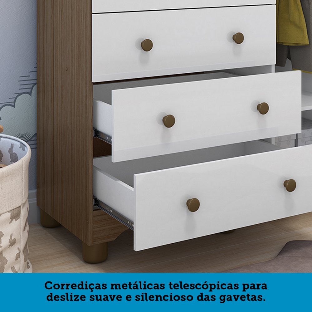 Quarto de Bebê Completo com Guarda Roupa 3 Portas Cômoda e Berço 100% MDF Mimo Espresso Móveis - 10