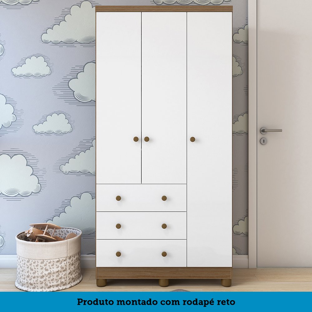 Quarto de Bebê Completo com Guarda Roupa 3 Portas Cômoda e Berço 100% MDF Mimo Espresso Móveis - 9