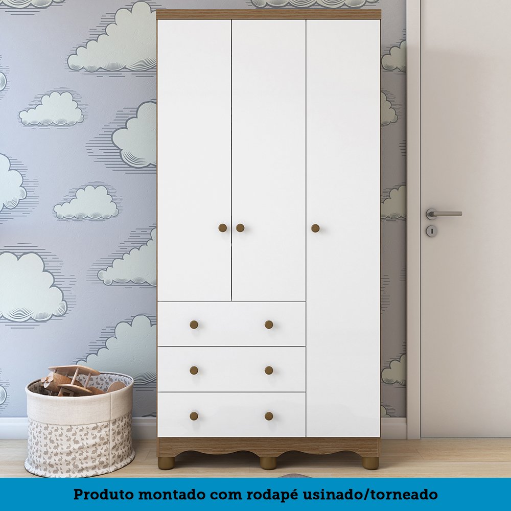 Quarto de Bebê Completo com Guarda Roupa 3 Portas Cômoda e Berço 100% MDF Mimo Espresso Móveis - 7