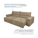 Ver imagem 5 de Sofá Retrátil e Reclinável 3 Lugares Molas Ensacadas 200cm Veludo Malta