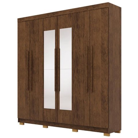 Guarda Roupa Casal 218cm com Espelho Elegance Imbuia Rústico - Vila Rica
