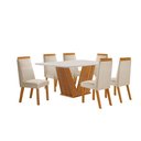 Ver imagem 2 de Conjunto de Jantar Mesa Maia Tampo MDF e Vidro com 6 Cadeiras Catar Marrom/Castanho Cinamomo/Creme/Off White