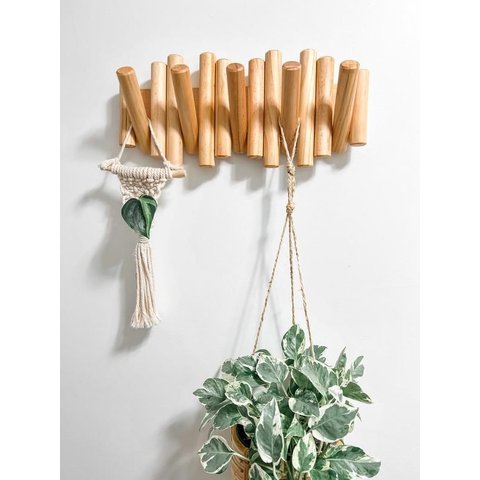 Cabideiro Decorativo de Madeira com 5 Ganchos Modelo Picket