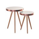 Ver imagem 1 de Kit 2 Mesa Lateral Lisa Mdf Off White | Aço Cobre - Sallar Home