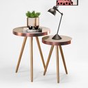 Ver imagem 2 de Kit 2 Mesa Lateral Lisa Mdf Off White | Aço Cobre - Sallar Home