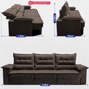 Ver imagem 2 de Sofá Retrátil e Reclinável 3,60m com Molas e Espuma D33 Thunder Velusoft Café Cama Inbox