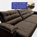 Ver imagem 3 de Sofá Retrátil e Reclinável 3,60m com Molas e Espuma D33 Thunder Velusoft Café Cama Inbox