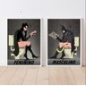 Kit 2 Quadros Identificarores de Banheiro Masculino feminino 33x24cm - com Vidro:madeira Branca - 1