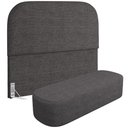 Ver imagem 1 de Cabeceira Cama Box Casal 140cm Lanna com Puff Recamier Doha W01 Linho Cinza Escuro - Lyam Decor