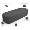Ver imagem 7 de Cabeceira Cama Box Casal 140cm Lanna com Puff Recamier Doha W01 Linho Cinza Escuro - Lyam Decor