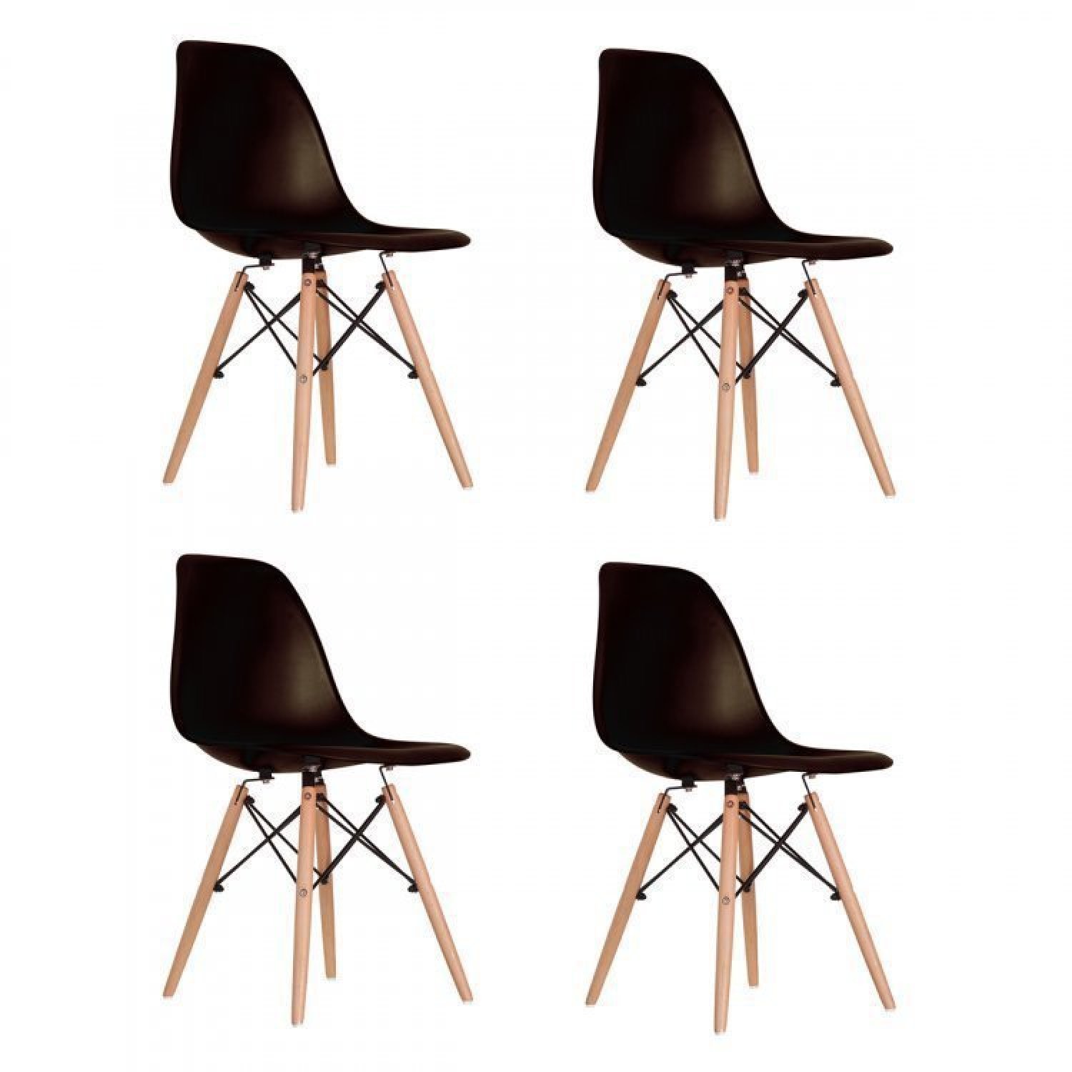 Conjunto Mesa de Jantar Industrial com 4 Cadeiras Base Madeira Eames Espresso Móveis - 9