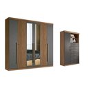 Ver imagem 1 de Quarto Completo Casal Guarda Roupa 6 Ptas Buriti + Cômoda Marabá Grafite S. Andirá